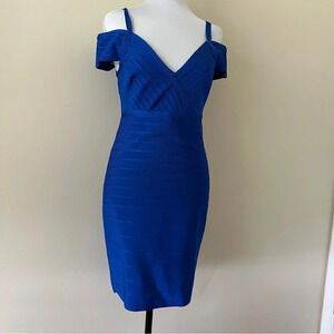 Fashion Nova Bandage Dress Size M Royal Blue  off the shoulder  NWT